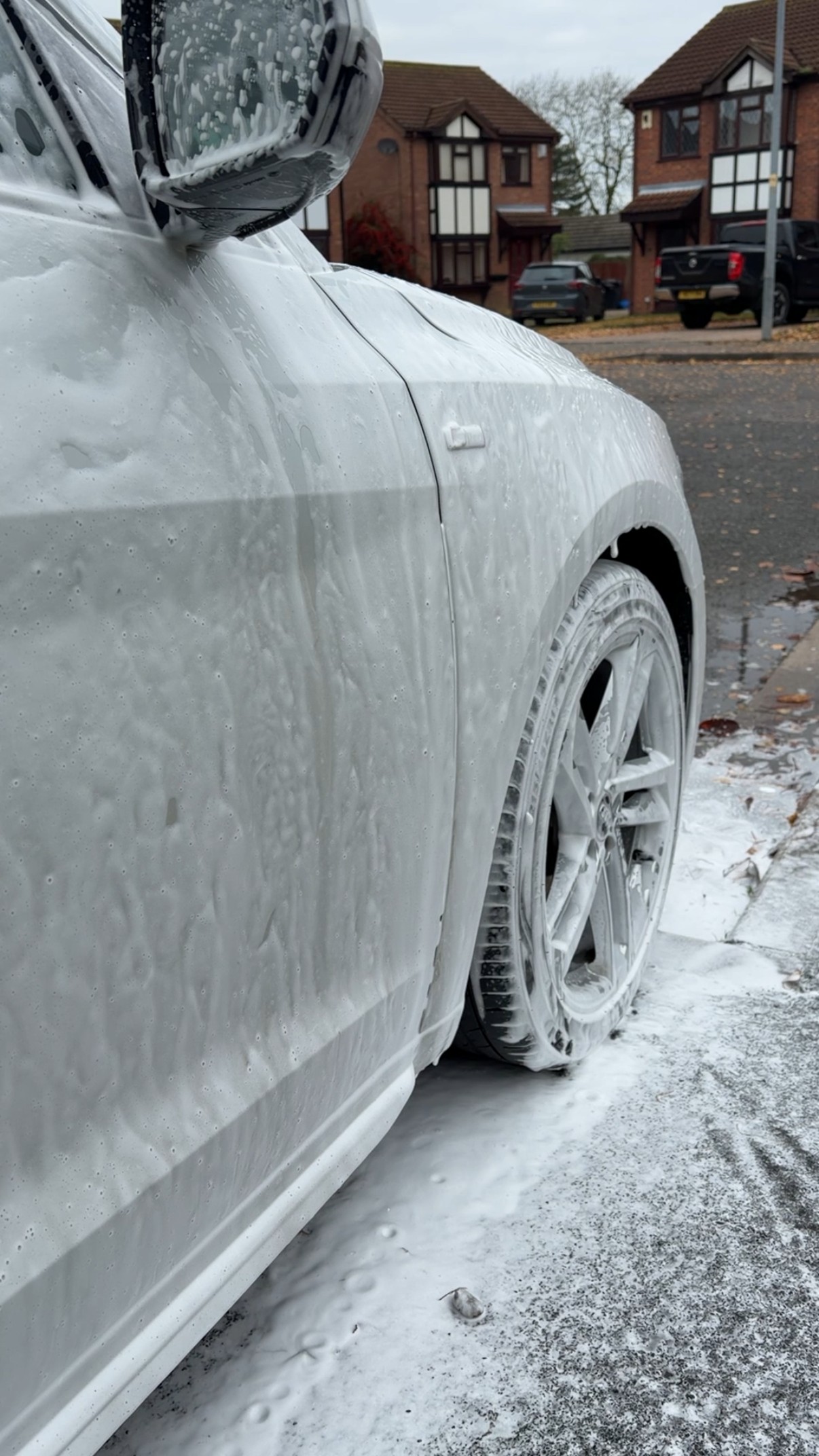 Snow foam covering a car during a Riches Valeting Deep Clean